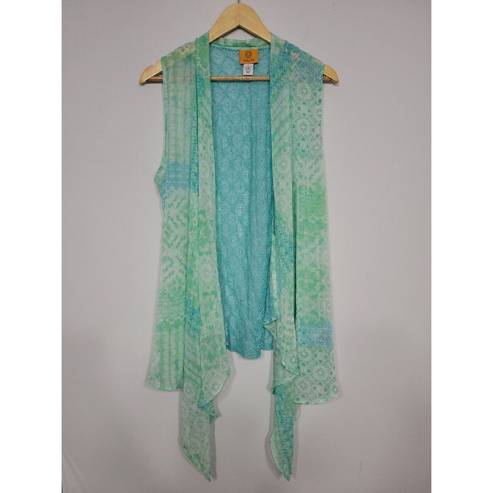 Ruby Rd. Women's‎ Top Size Large Sheer Vest Top Cover Lace Mint Green